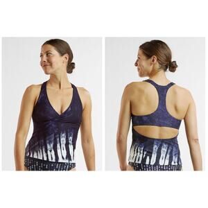 Title Nine Backflip Reversible Tankini Swim Top Tie Dye Athletic Padded Blue S